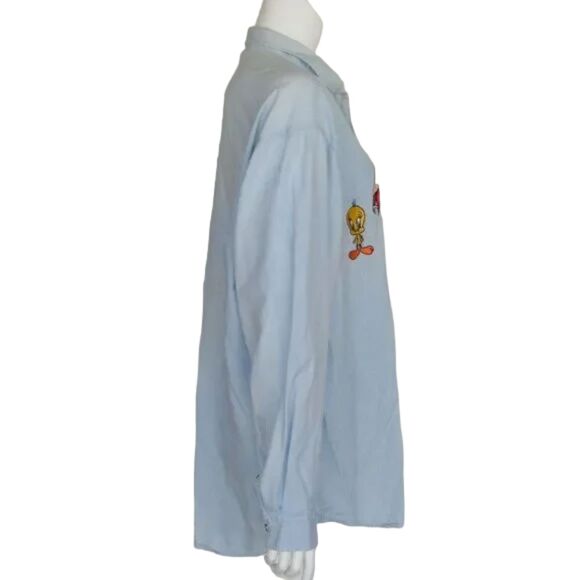 ACME Clothing Shirt L/XL, Chambray, Bugs, Daffy, Tweety, Sylvester, Sam, VINTAGE - Picture 7 of 14